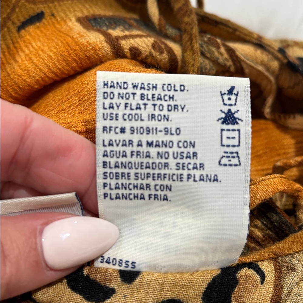 Vintage White Stag Patchwork Midi Dress - Orange and Brown - Picture 10 of 10
